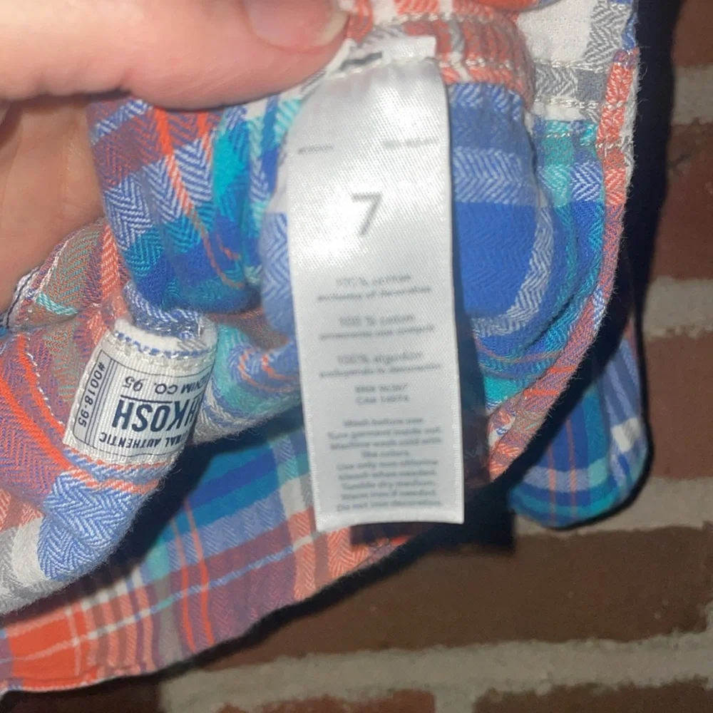 Oshkosh plaid shirt, size 7. Think Spring